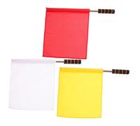 EXAOMBLE Lot de 3 Drapeaux de Signalisation Drapeaux d'Arbitre en Acier Inoxydable Poignée Ergonomique Multifonctionnels pour Sports et Circulation