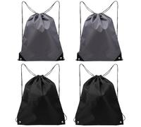 EXAOMBLE Lot de 4 Paquet à Dos à Cordon en Polyester Résistant Grosse Capacité pour Camping et Centre Commercial, Style Classique et Robuste, Unisexe pour Homme et Femme