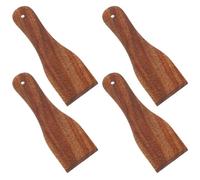 EXAOMBLE Lot de 4 Spatules en Bois pour Cuisson Maison et Barbecue, Résistance à L'usure, Prise en Main Confortable, Ustensiles Élégants pour Pâtisserie et Crème