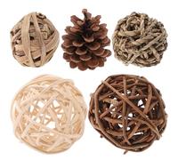 EXAOMBLE Lot de 5 Boules à Mâcher en Paille Blanche pour Lapins, Jouet Molaire pour Petits Animaux, Favorise Le Bien-être Dentaire Le Jeu