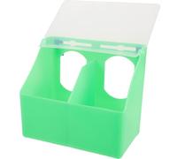 EXAOMBLE Mangeoire Suspendue Double Compartiment pour Calopsittes et Perroquets, Récipient Alimentaire Vert en Plastique Résistant, Accessoire pour Cage à Oiseaux, Alimentation Pratique