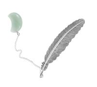 EXAOMBLE Marque Pages Métal avec Pendentif Cristal Naturel Forme de Plume Accessoire de Lecture Décoratif pour Étudiants Enseignants et