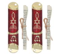 EXAOMBLE Mezouza pour Porte en Alliage de Zinc avec Parchemin Casher, Décoration Juive Élégante et Symbole de Foi pour Mariage et Pendaison de Crémaillère, 2 Sets