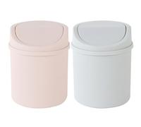 EXAOMBLE Mini Poubelle de Bureau Rose en Pp avec Couvercle Basculant, Organisateur Multi-usages pour Maquillage et Bureau, Lot de 2 Pièces Compact et Pratique