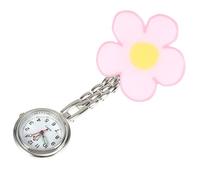 EXAOMBLE Montre à Quartz à Clip Fleur Rose en Alliage pour Médecin | Mouvement Quartz, Miroir en Verre, Lecture Rapide de L’heure, Style Clip-on Compact