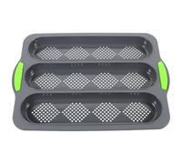 EXAOMBLE Moule à Antiadhésif en Silicone à 3 Compartiments, Plaque de Cuisson pour Baguettes, Facile à Laver la Main, Ustensile Cuisine pour Préparation Maison