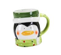 EXAOMBLE Mug en Céramique 1 Pièce Motif Pingouin de Noël Tasse à Café Ergonomique Blanche 350 Ml pour Boissons Chaudes et Usage Quotidien