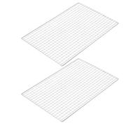 EXAOMBLE Outil De Barbecue en Acier Inoxydable 2 Pièces 48x30 Cm pour Extérieur Et Four, Grille Plate, Empêche La Chute des Aliments, Nettoyage Facile, Grillades Viande Poisson