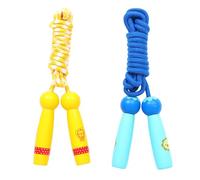 EXAOMBLE Pack 2 Cordes à Sauter pour Garçon et Filles Poignées en Bois Réglables, Corde Flexible et Élastique, Antidérapante, Ne Raye Pas le Sol, pour Intérieur et Extérieur