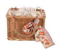 EXAOMBLE Panier de Cérémonie de Mariage et Rubans en Rotin Tressé Léger et Solide avec Poignée Classique Boîte de Rangement Alimentaire pour Décoration Maison et Showers