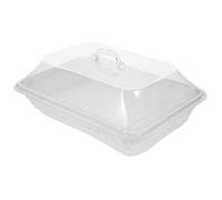 EXAOMBLE Panier Rectangulaire en Plastique Design Moderne avec Couvercle, Panier de Rangement Minimaliste 35x25x15 Cm et Fonction Anti-déformation pour Fruits Réutilisable