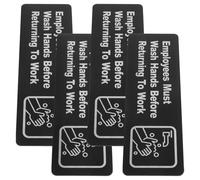 EXAOMBLE Panneau Autocollant Acrylique 4pcs Rappel de Propreté pour Employés Se Laver les Mains Avant de Retourner Travail Hôtel Bureau