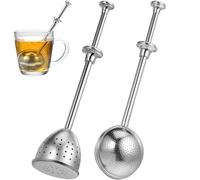 EXAOMBLE Passoire à Thé Inox 2 Pièces Manche Long, Infuseur Boule et Conique à Maille Fine, Filtre Polyvalent pour Thé en Vrac et Café, Usage Domestique et Professionnel