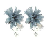 EXAOMBLE Pinces à Embrasses Bleu Fleurs Lot de 2 de Rideaux Décoratives Faciles à Utiliser en Acier Inoxydable Style Maison pour Rideaux et Draperies, pour Décoration Intérieure