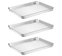 EXAOMBLE Plaques à Pâtisserie Cuisson Four en Acier Inoxydable Argenté Lot de 3 Solides et Pratiques Lors de Pique-niques ou Réunions Familiales