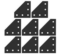 EXAOMBLE Plaques de Jonction Équerres L 5 Trous Lot de 8 en Alliage D'aluminium Noir 2020 , Connecteurs Robustes Fixation D’angle 90° pour Profilés Aluminium à Rainure en T pour Structures