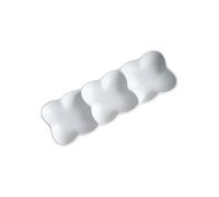 EXAOMBLE Plateau de Service Apéritif en Céramique Blanc Style Nordique Trois Compartiments Résistant aux Taches Chocs pour Rassemblements et Usage Quotidien
