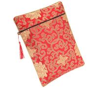 EXAOMBLE Pochette de Rangement en Tissu Brocart Brodé Rouge à Motifs Floraux Grosse Taille Paquet Organiseur pour Écrits Bouddhistes Conteneur de Stockage Polyvalent Accessoire