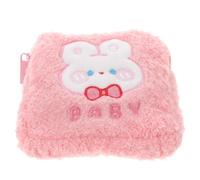 EXAOMBLE Pochette de Rangement pour Serviettes Hygiéniques en Peluche Rose Fermeture Éclair Pratique, Portable Transport des Protections Menstruelles