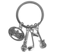 EXAOMBLE Porte-clés pendentif métal guitare et note de musique, design original pour amateurs de musique, accessoire compact et confortable pour clés ou sacs