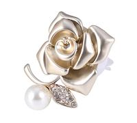 EXAOMBLE Porte-parfum Forme De Rose Dorée Avec Clips Décoratifs Strass Et Perles Diffuseur Aromathérapie Pour Voiture Accessoire Élégant Pour Tableau De Bord Avec Coussinet Coton