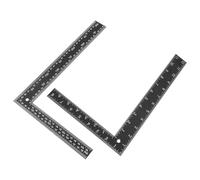 EXAOMBLE Règle en Acier Noir Forme L 2pcs pour Menuiserie Graduation Métrique et Impériale, Outil Ergonomique pour Mesurer Angles en Milieu Scolaire et Travail du Bois