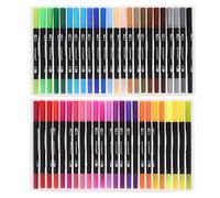 EXAOMBLE Set de 48 Feutres à Double Pointe Aquarelle en Plastique Léger, Poignée Lisse, Facile à Transporter, pour Débutants et Professionnels en Dessin