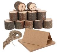 EXAOMBLE Sets de Porte-numéros de Table avec Cartes et Corde en Jute Lot de 20 en Bois Beige Forme Souche d'arbre Robuste pour Conférences et Événements Rustiques