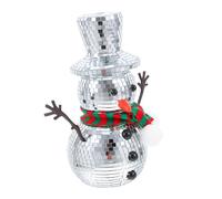 EXAOMBLE Snowman Disco Ball Figurine With Reflective Mosaic Surface And Knit Scarf Decorative Christmas Holiday Table Centerpiece For Effects And Reusable Seasonal Decor