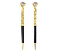 EXAOMBLE Stylo en métal 2 pièces avec diamant pour écriture fluide à l'école et bureau noir