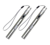 EXAOMBLE Stylo Lumineux Médical USB Rechargeable 2pcs en Acier Inoxydable Bouton Poussoir On/off, Petite Taille, pour Infirmières et Médecins