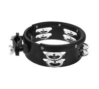 EXAOMBLE Tambourin Charleston Rond Noir en Bois et Métal Son Clair et Polyvalent, Accessoire pour Batterie et Parties de Charleston