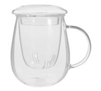 EXAOMBLE Tasse à Thé en Verre 550ml Couvercle et Infuseur, Surface Lisse, Facile à Ranger, pour Infuser le Thé en Vrac Quotidien