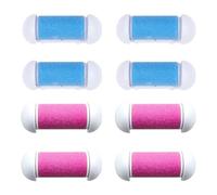 EXAOMBLE Têtes de Rechange pour Pédicure Professionnelle 8pcs en Abs et Émeri, Réutilisables pour Enlever les Peaux Mortes et Callosités aux Pieds, Usage Maison et Salon