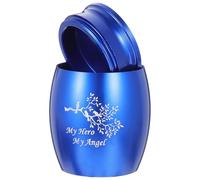 EXAOMBLE Urne Funéraire en Acier Titane Bleu Anti-Rouille et Anti-décoloration Forme Élégante pour Animaux de Compagnie pour Tombes et Étagères