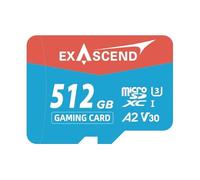 Exascend Carte microSD UHS-I 1 To / 512 Go, U3, V30, A2, jusqu'à 175 Mo/s, idéale pour Nintendo Switch et autres consoles de jeux (512 Go)