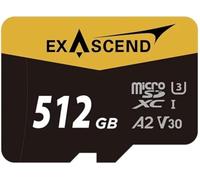 Exascend Catalyst Carte mémoire microSD 512 Go UHS-I V30 U3 classe 10 avec adaptateur