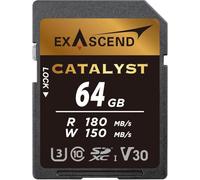 Exascend Catalyst Carte mémoire SDXC UHS-I V30 64 Go 4K UHD jusqu'à 150 Mo/s en écriture, UHS-I, classe 10, U3, V30 (UHS-I V30, 64 Go)