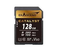 Exascend Catalyst Carte mémoire SDXC UHS-II V60 128 Go d'enregistrement en 4K Ultra HD 100 Mo/s Vitesse d'écriture 280 Mo/s en Lecture UHS-II, Classe 10, U3, V60