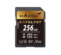 Exascend Catalyst Carte mémoire SDXC UHS-II V60 256 Go d'enregistrement en 4K Ultra HD 180 Mo/s Vitesse d'écriture 280 Mo/s en Lecture UHS-II, Classe 10, U3, V60