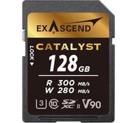 Exascend Catalyst Carte mémoire SDXC UHS-II V90 SDHC 300 Mo/S 128 Go Qualité cinéma 8K UHD jusqu'à 280 Mo/s Vitesse d'écriture 300 Mo/s en Lecture UHS-II Classe 10 U3 V90 Carte SD Haute Vitesse