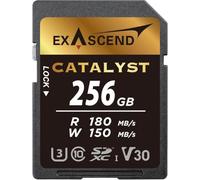 Exascend Catalyst SD UHS-I C10, U3, V30 jusqu'à 180 Mo/s, compatible avec Canon, Nikon, Panasonic et autres appareils photo (256 Go)