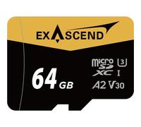 Exascend Catalyst UHS-I/V30/U3/Class 10 Carte Micro SD 64 Go avec Adaptateur