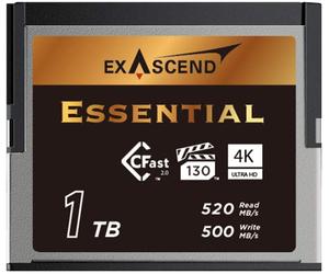 Exascend Essential Carte mémoire Cfast 2.0 de 1 To, jusqu'à 520 Mo/s en lecture, approuvée pour Blackmagic URSA Mini Pro 12K, Canon XC15/C300MKII et plus encore