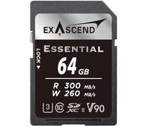 Exascend Essential Carte mémoire SDXC UHS-II V90 64 Go 4K UHD jusqu'à 260 Mo/s Vitesse d'écriture, UHS-II, Classe 10, U3, V90