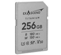 Exascend Titanium Carte mémoire SDXC UHS-I V30 256 Go - Corps entièrement métallique, jusqu'à 180 Mo/s en lecture, 150 Mo/s en écriture, vidéo 4K UHD, IP68 résistante à l'eau et à la poussière, 20
