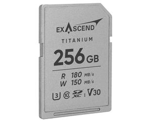 Exascend Titanium Carte mémoire SDXC UHS-I V30 256 Go - Corps entièrement métallique, jusqu'à 180 Mo/s en lecture, 150 Mo/s en écriture, vidéo 4K UHD, IP68 résistante à l'eau et à la poussière, 20