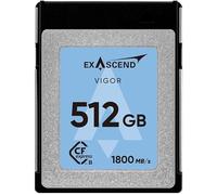 Exascend VIGOR PRO-CINEMA 512 Go CFexpress Type B Vitesse d'écriture soutenue 1700 Mo/s, pour vidéo RAW 8K pour DSLR et caméras vidéo de qualité professionnelle Vitesse d'écriture soutenue pour