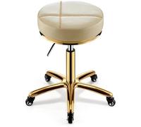 EXBERT Tabouret Roulant Tabouret sur Roues Tabouret De Beauté Robuste Ascenseur À Poulie Rotatif Salon De Beauté Manucure Spécial Haut De Gamme Chaise De Coiffure Tabouret Rond Mode (Couleur: Beige