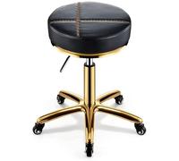 EXBERT Tabouret Roulant Tabouret sur Roues Tabouret De Beauté Robuste Ascenseur À Poulie Rotatif Salon De Beauté Manucure Spécial Haut De Gamme Chaise De Coiffure Tabouret Rond Mode (Couleur: Noir)